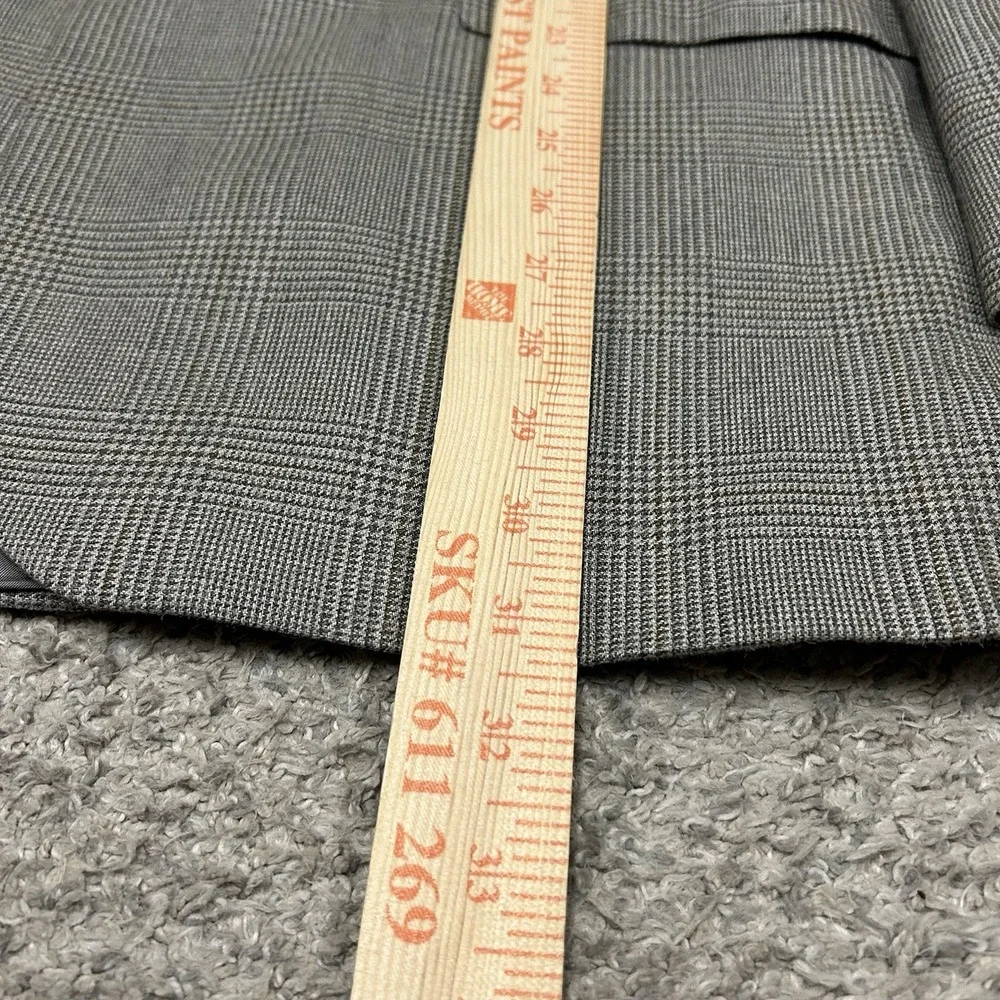 Lauren Ralph Lauren Silk Wool Blazer Mens 42R Gray Nailshead 2 Button Sport Coat